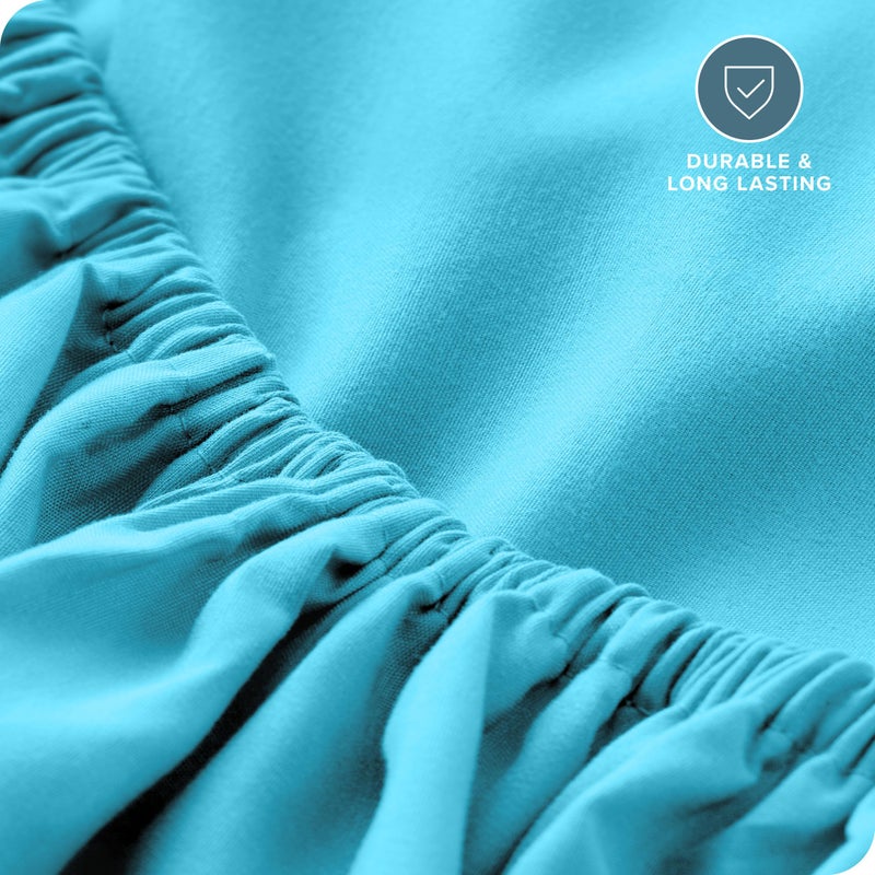 Bare Home Fitted Bottom Sheet Twin XL Size - Premium 1800 Microfiber - Ultra-Soft Hotel Luxury - Deep Pocket - Durable and Long Lasting (Twin XL, Aqua) - Image 5